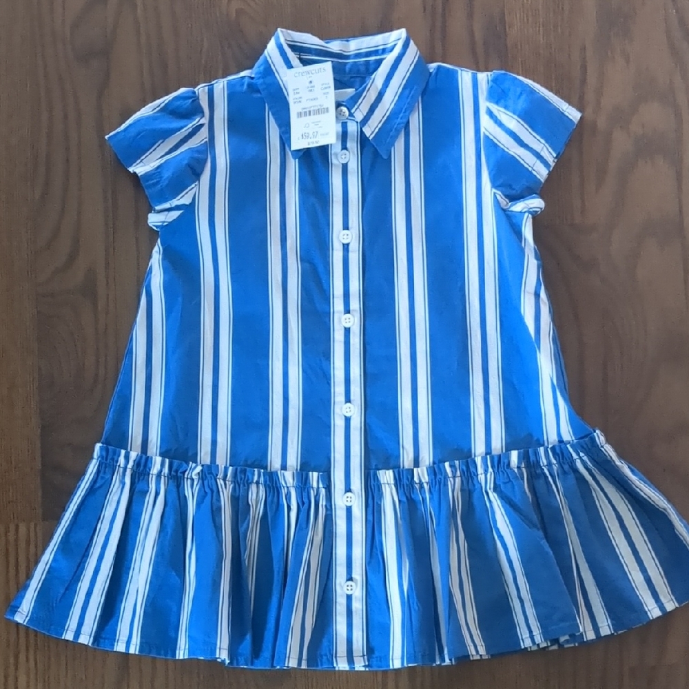 Crewcuts Blue and White Striped Button Down Shirt